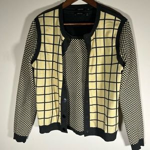 Women’s Carlisle sweater vest set, size L, yellow and black checkered,